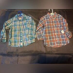OshKosh B'gosh Kids Plaid Button Down Shirts - Blue and Orange